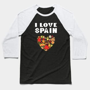 I Love Spain Spanish Symbols Baseball T-Shirt